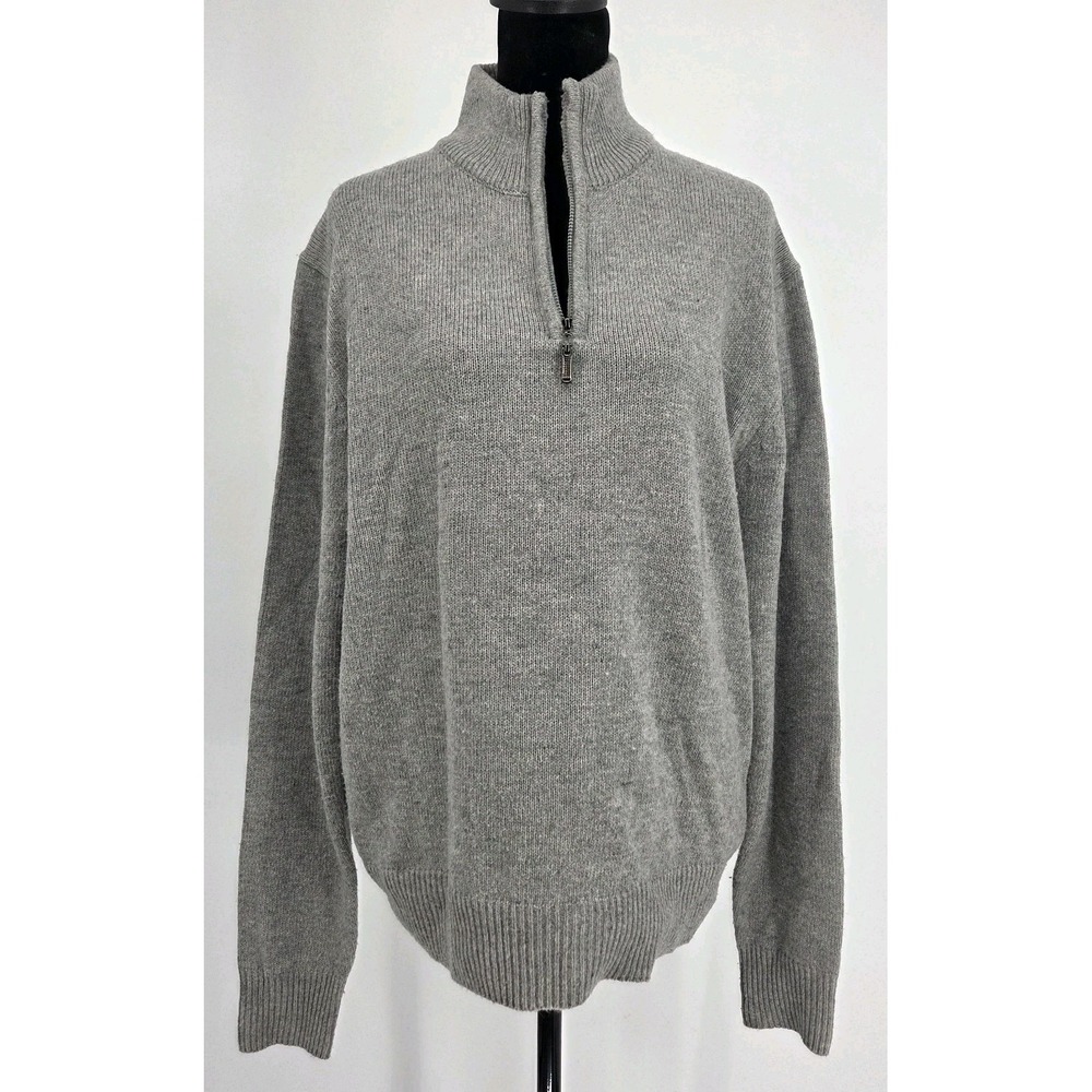 Pierre Balmain Mens Cashmere Wool 1/4 Zip Sweater Gray IT 52 Made In Italy